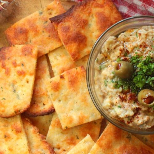 Keto Fathead Crackers & Baba Ganoush