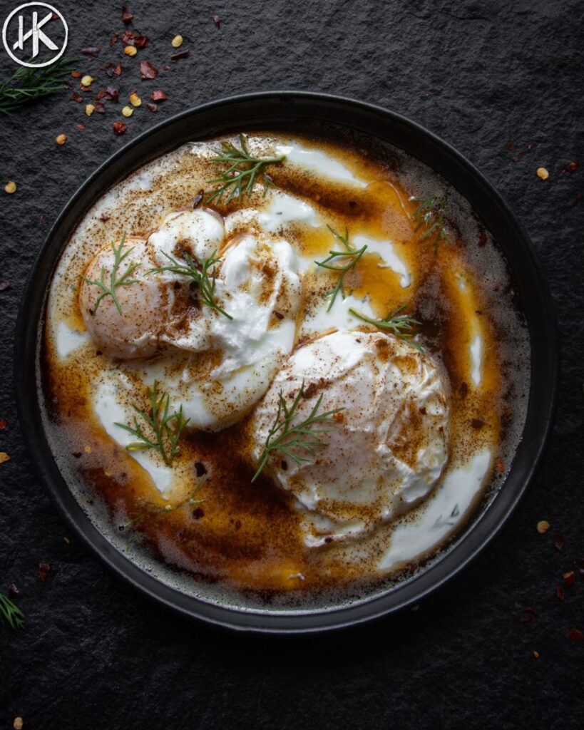 Turkish poached eggs