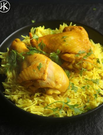 a picture of the turmeric chicken on the rice