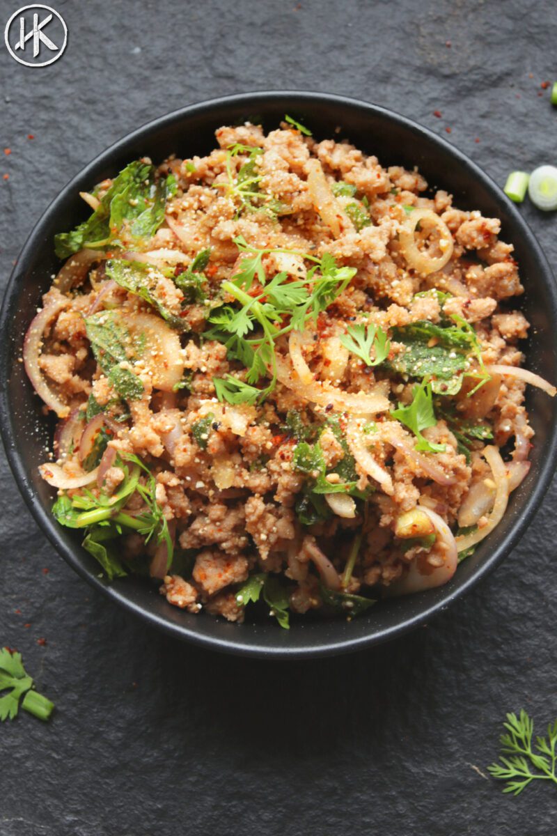 Thai pork larb in a bowl