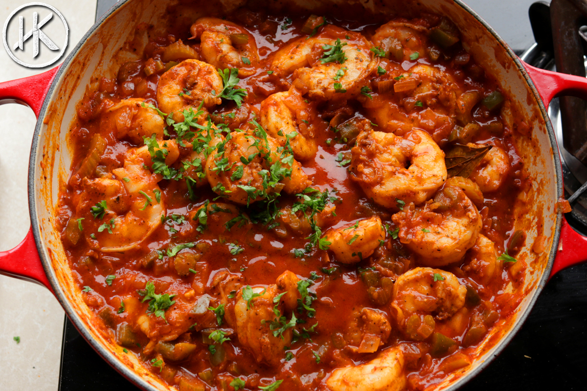 Shrimp creole in a pot