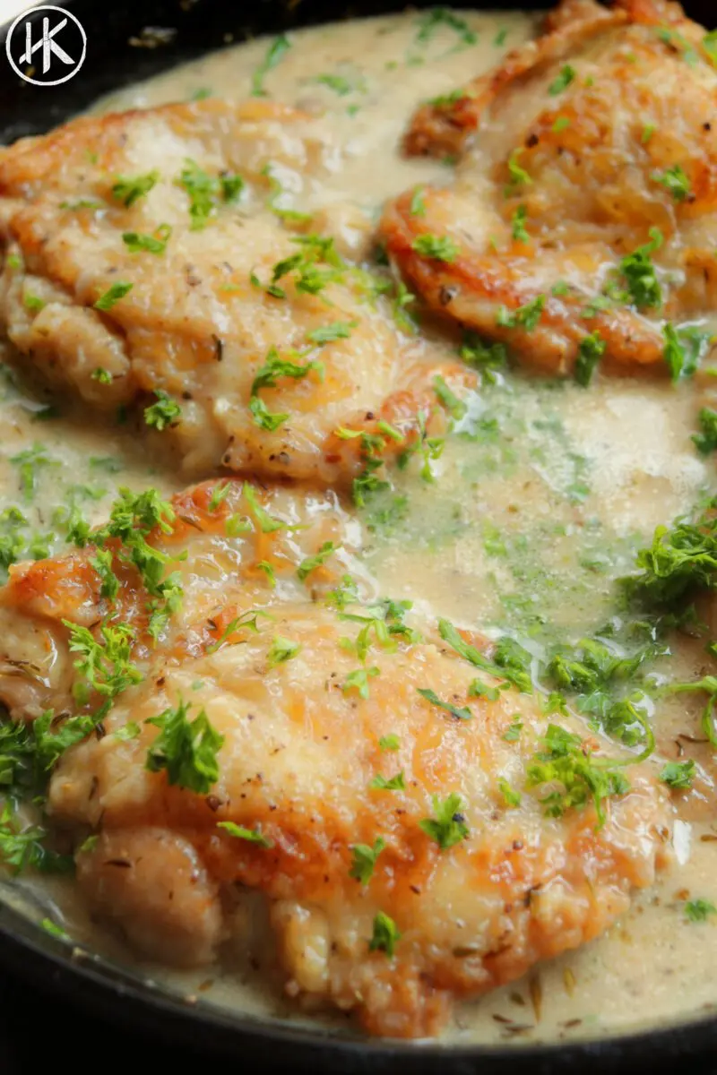 Chicken Fricassee in a pot