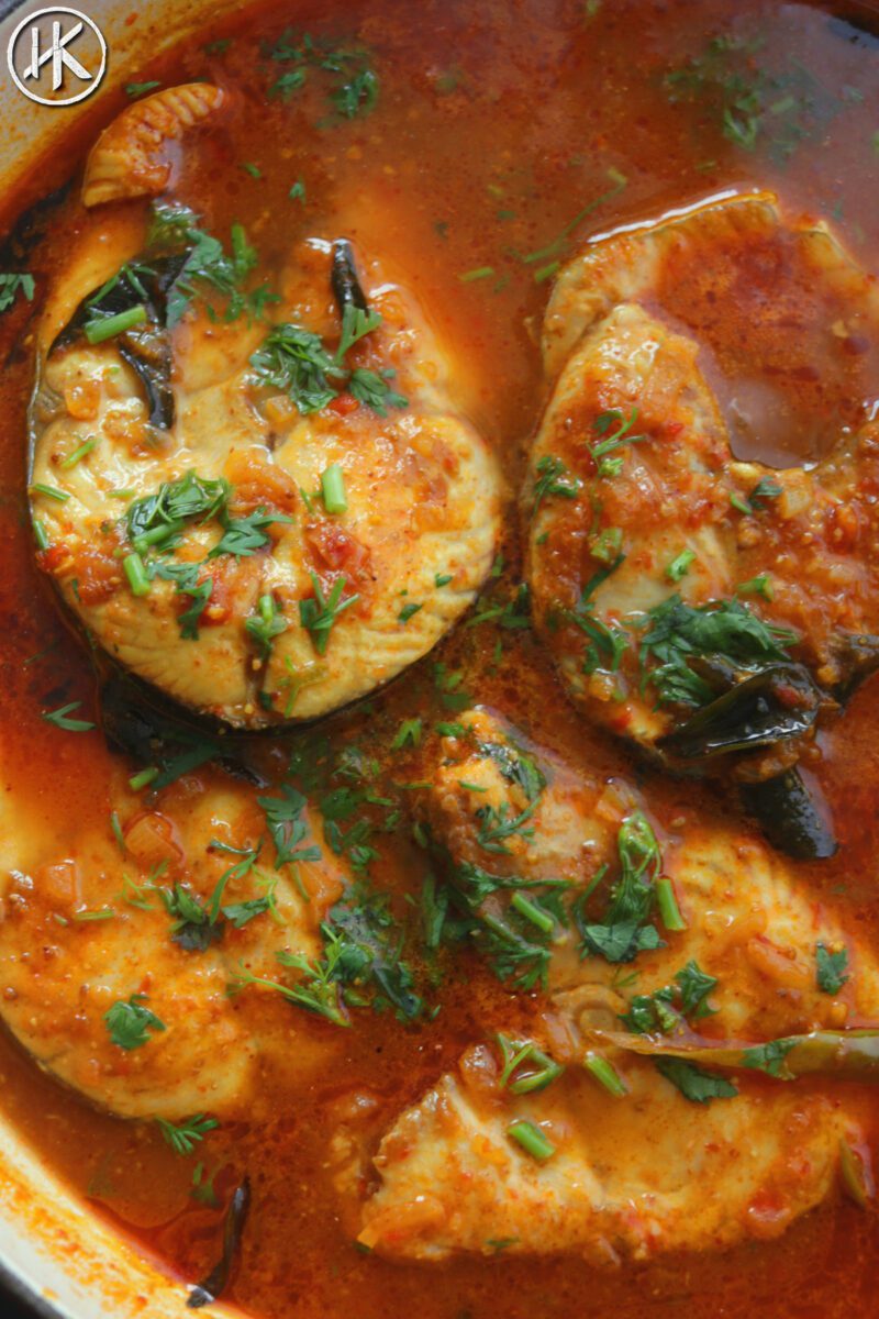 Tamarind Fish Curry in a pot.